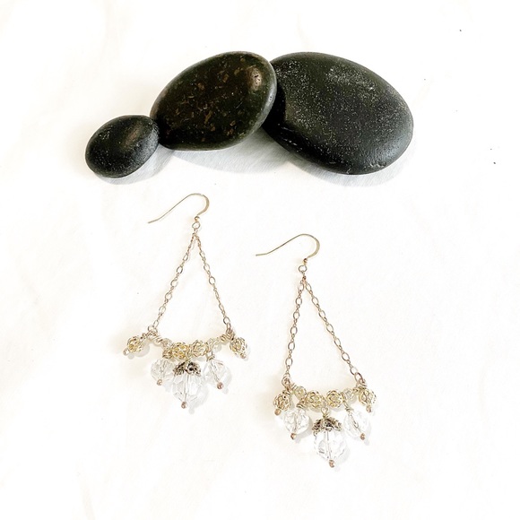 Sterling Silver and Crystal Chandelier Earrings - Picture 2 of 5